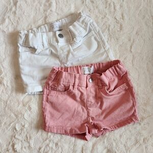 Children’s Place Shorts, Two Pair, Pink and White, Adjustable Waist, 18-24 M